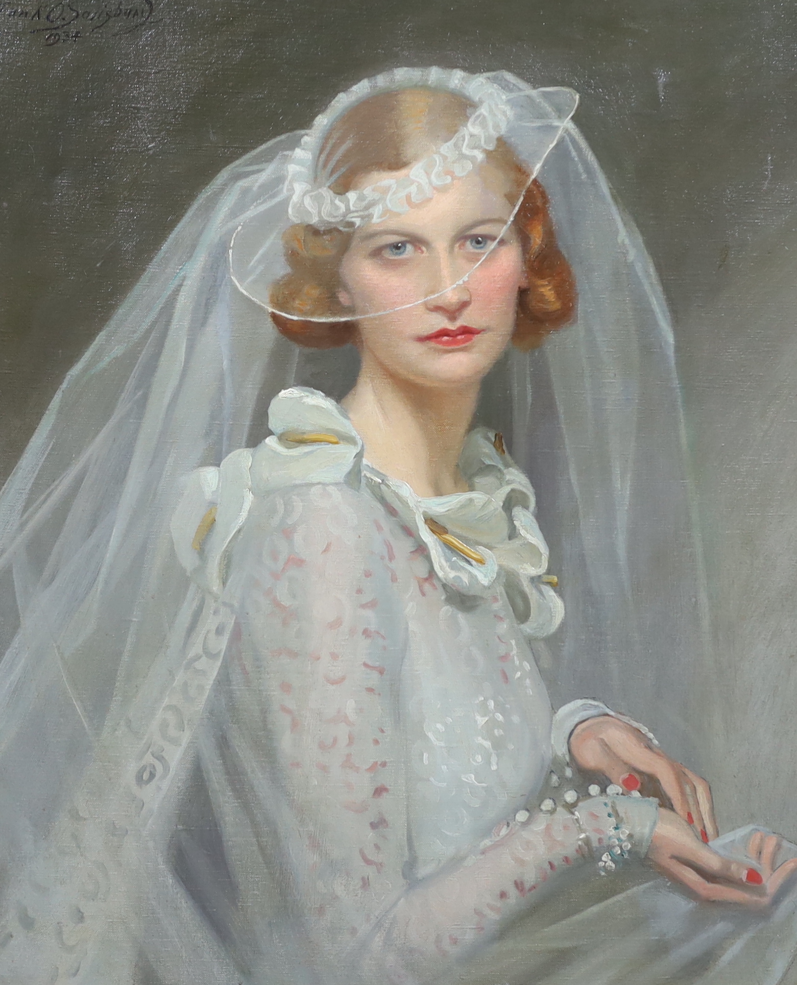 Frank O. Salisbury (English, 1874-1962), Portrait of a bride, oil on canvas, 73 x 60cm